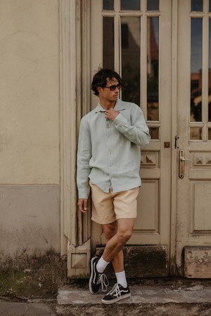 Hector classic linen shirt in Sage Green from AmourLinen