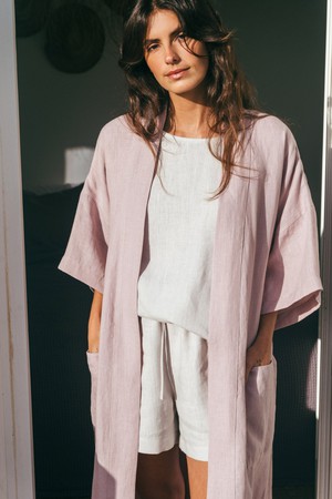 MIDNIGHT bathrobe in Dusty Rose from AmourLinen
