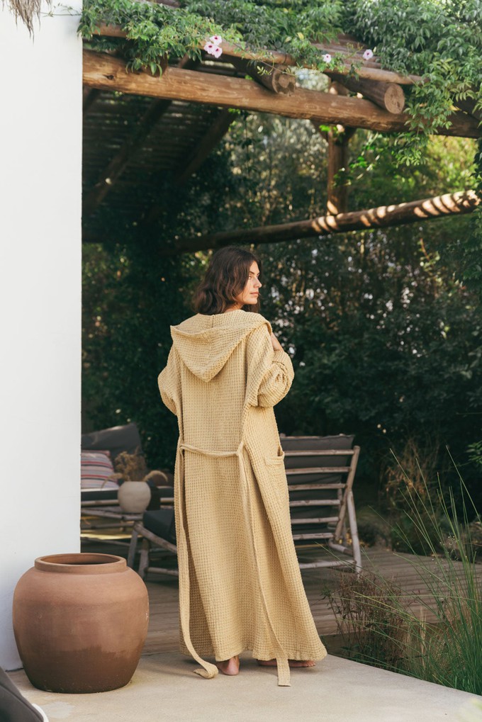 Waffle bathrobe SNUGGLE in Mustard from AmourLinen