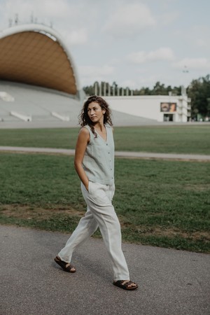 Linen pants Malmo in White | sale from AmourLinen