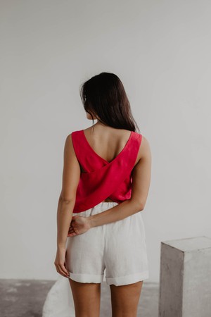 Ella pinafore linen top in Viva Magenta from AmourLinen Ella pinafore linen top in Viva Magenta from AmourLinen