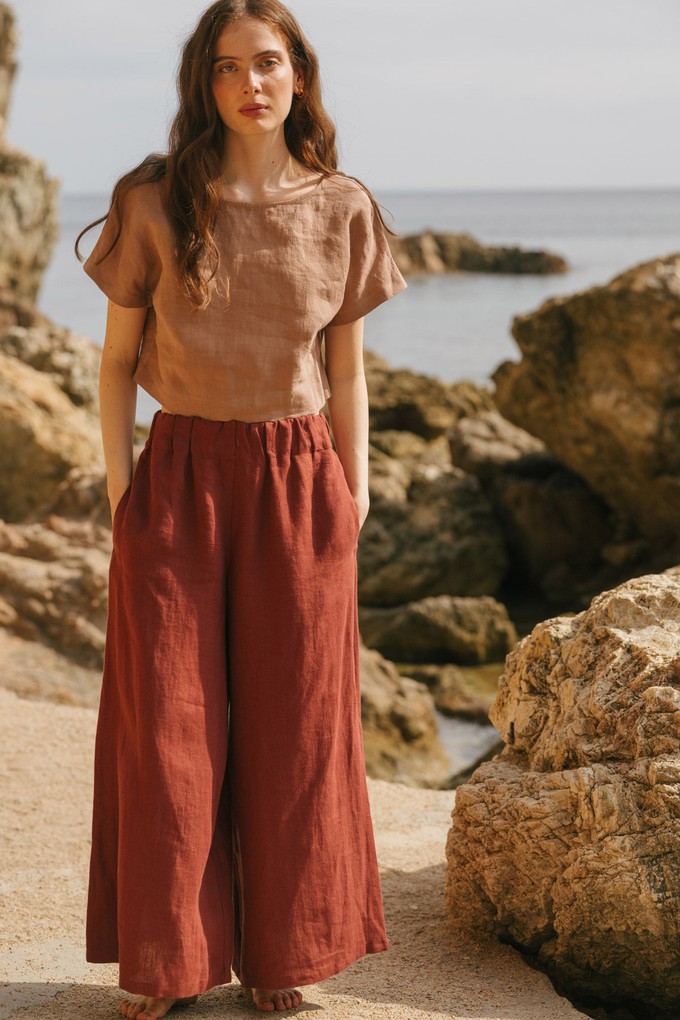 Lisa linen crop top in Rosy Brown from AmourLinen