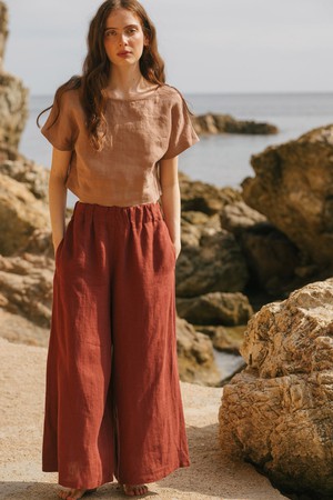 Lisa linen crop top in Rosy Brown from AmourLinen
