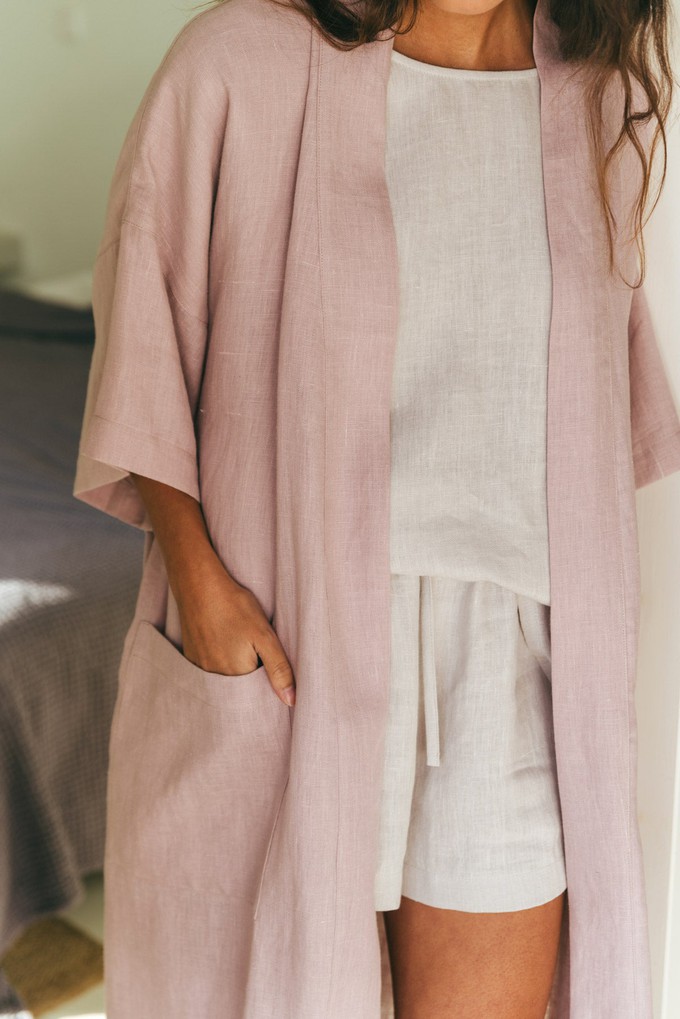 MIDNIGHT bathrobe in Dusty Rose from AmourLinen