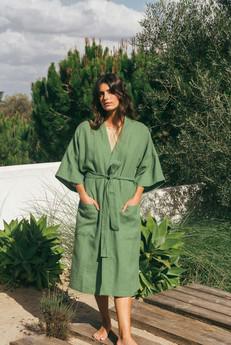 Linen bathrobe Midnight | ARCHIVE SALE via AmourLinen