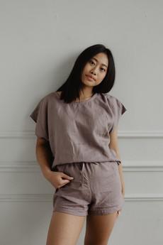 Short sleeve pajama set CLOUD NINE via AmourLinen