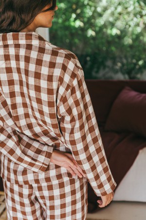 Pajama set SNOOZE in Mocha Gingham from AmourLinen