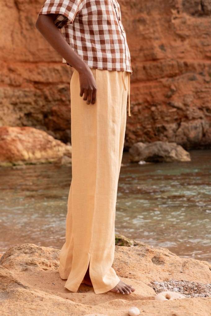 Leah wide linen pants with slits from AmourLinen