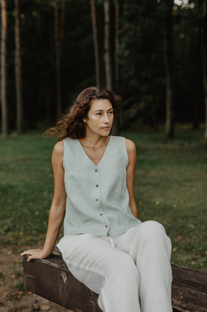 TUNIS top in Sage Green from AmourLinen