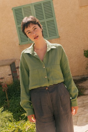Molly oversized collar linen shirt from AmourLinen