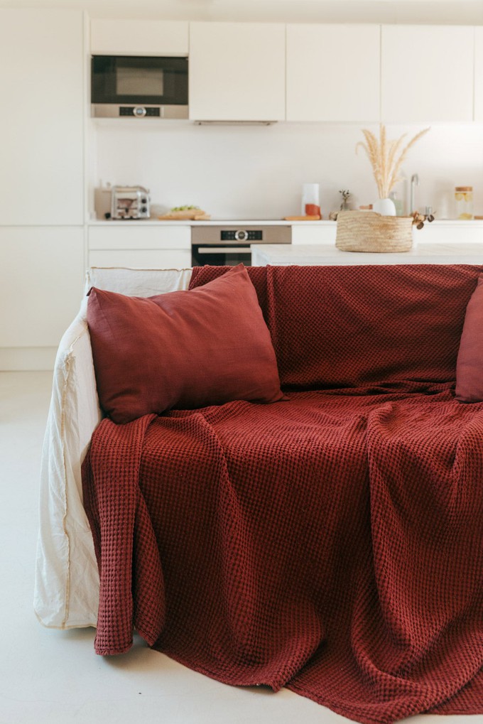 Linen waffle bed throw | ARCHIVE SALE from AmourLinen