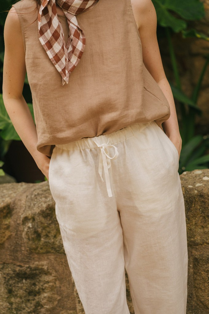 Malmo straight linen pants in White from AmourLinen