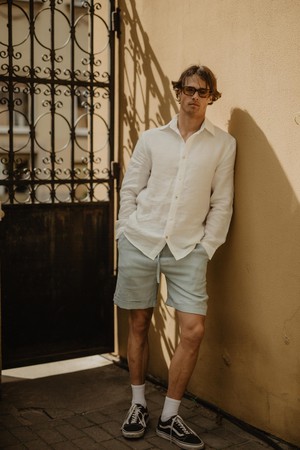 Hector classic linen shirt in White from AmourLinen