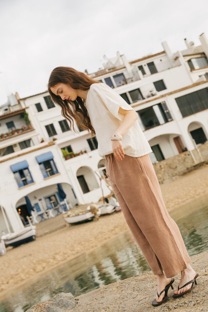 Porto oversized linen top in White from AmourLinen