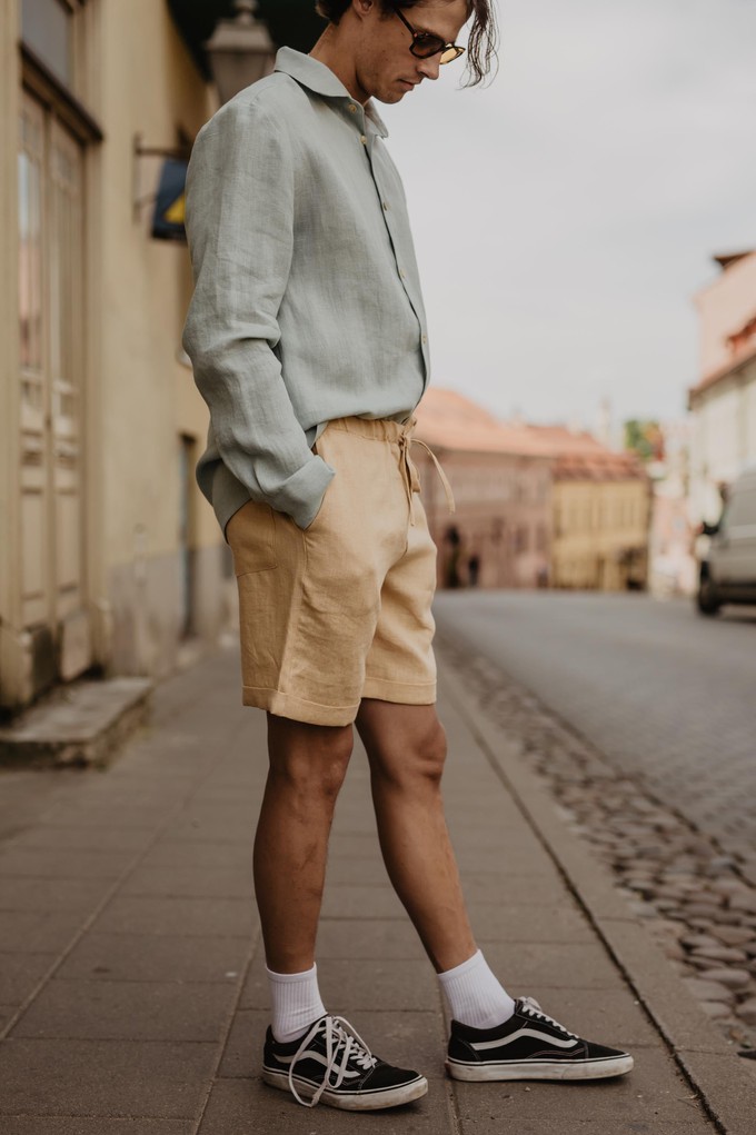 Linen shorts ARES S Mustard from AmourLinen