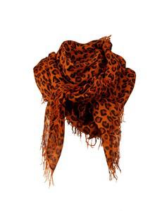 Leopard print cashmere scarf in brown – Large Size from Asneh