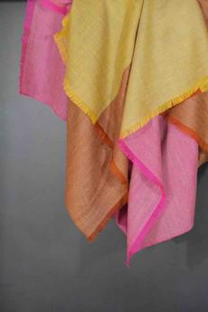 Large Cashmere Scarf in Yellow, Pink and Brown via Asneh