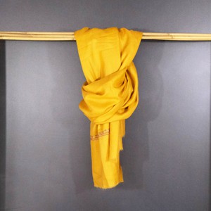 Mustard Yellow Cashmere Shawl with Hand Embroidered Borders – Sold Out from Asneh