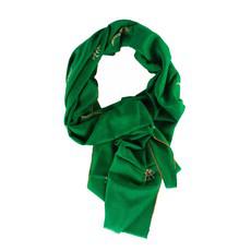 Green Cashmere Pashmina with Sozni Embroidery from Asneh