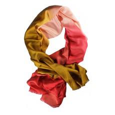Golden Red Pink Ombre shaded Silk Wool Scarf from Asneh