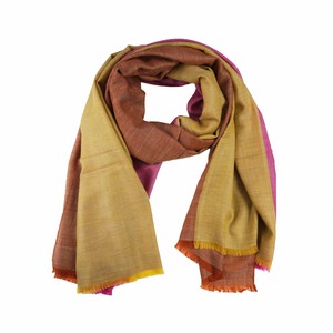 Large Cashmere Scarf in Yellow, Pink and Brown from Asneh