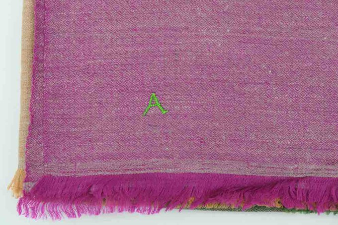Large Cashmere Scarf in Green, Beige and Purple from Asneh