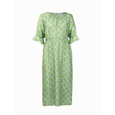Green midi silk dress with blue print from Asneh