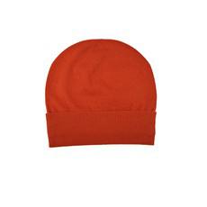 Rusty Orange Cashmere Beanie with wide rib knit brim from Asneh