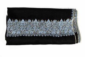 Black Cashmere Scarf with Embroidery from Asneh