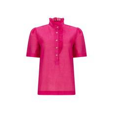 Pink frill front cotton blouse via Asneh