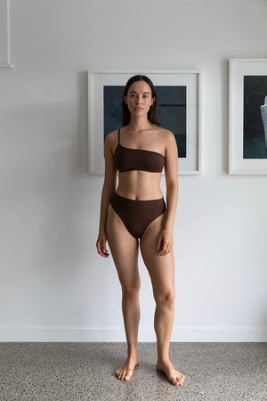 Panelled High Waist Bottom | Cacao from AURAI SWIM