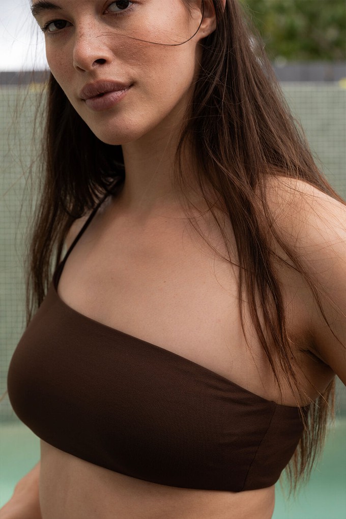 One Shoulder Top | Cacao from AURAI SWIM