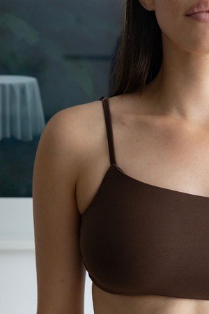 One Shoulder Top | Cacao from AURAI SWIM