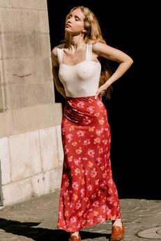 Skirt Iris red via avani apparel
