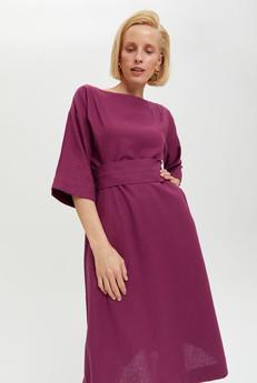 Mane | Elegantes Midikleid mit Kimono-Gürtel in Lila via AYANI