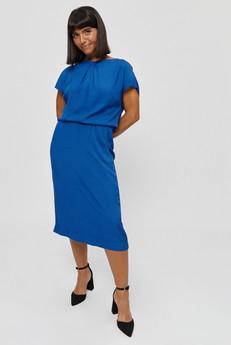 Amy | Midikleid mit Bleistiftrock und Ausschnittdetail in klassischem Blau via AYANI