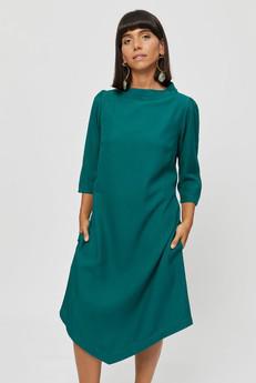 Suzi | Kleid mit Bootsausschnitt und Gürtel in Grün via AYANI