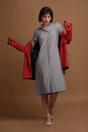 Melanie | Hemdkleid mit kurzen Ärmeln in Blau from AYANI