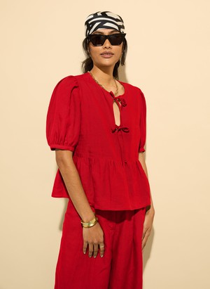 Marylinn Linen Tie Detail Blouse from Baukjen