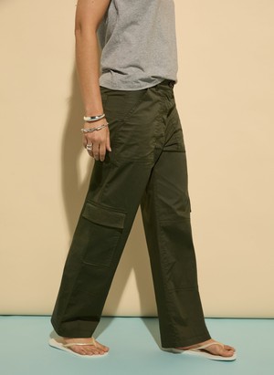 Zenya Organic Cotton Wide Leg Cargo Trousers from Baukjen