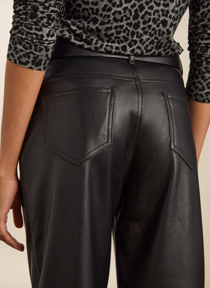 Esin Leather Barrel Leg Trousers from Baukjen