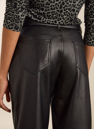 Esin Leather Barrel Leg Trousers from Baukjen