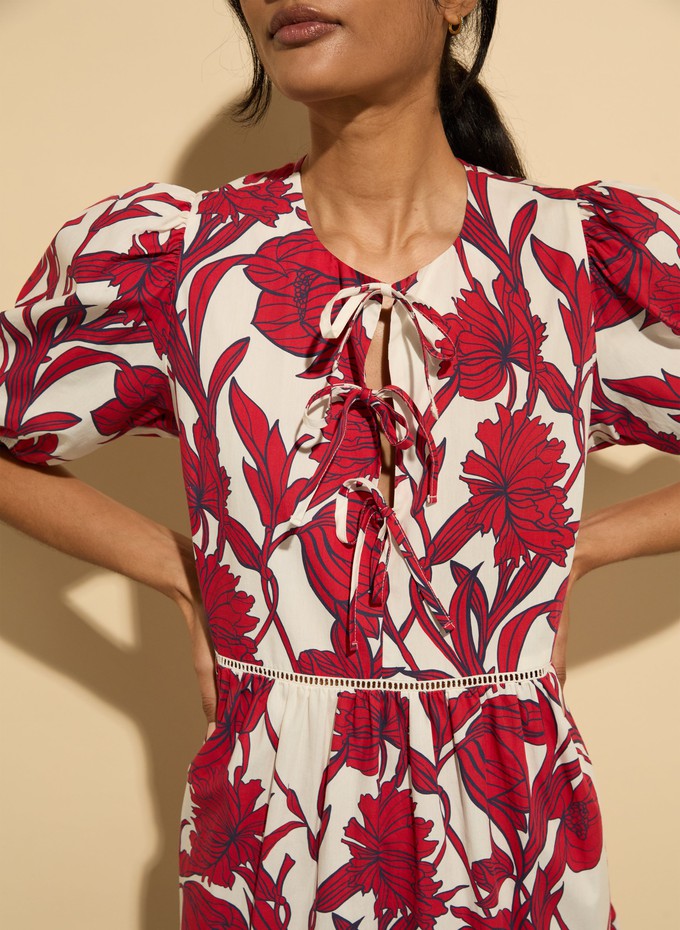 Amelie Organic Cotton Tie Midi Dress from Baukjen