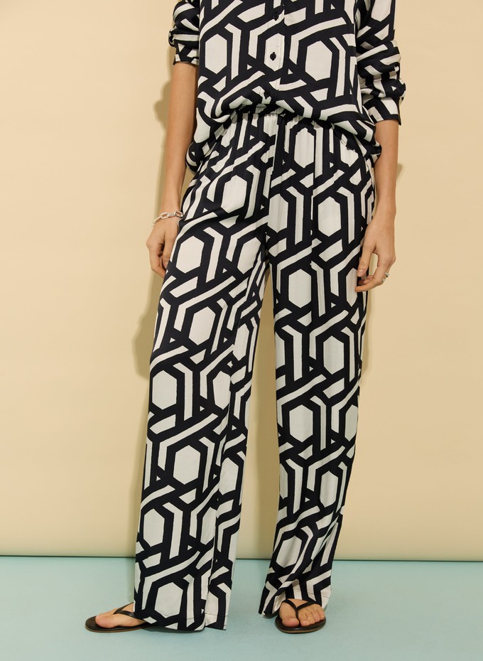 Kay Printed Satin Wide Leg Trousers from Baukjen