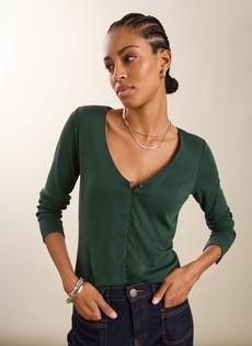 Audrey Button Through V-Neck Top via Baukjen