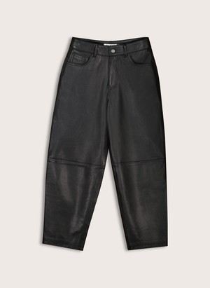 Esin Leather Barrel Leg Trousers from Baukjen