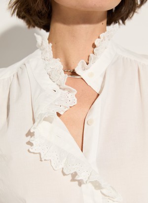 Milla Organic Cotton Broderie Detail Blouse from Baukjen