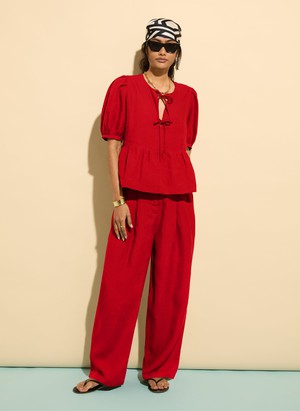 Marylinn Linen Tie Detail Blouse from Baukjen