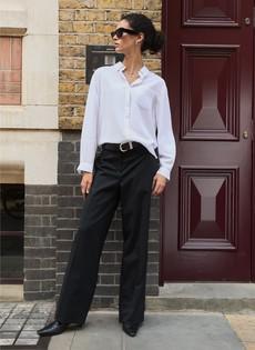 Ione Wool Blend Wide Leg Trousers via Baukjen