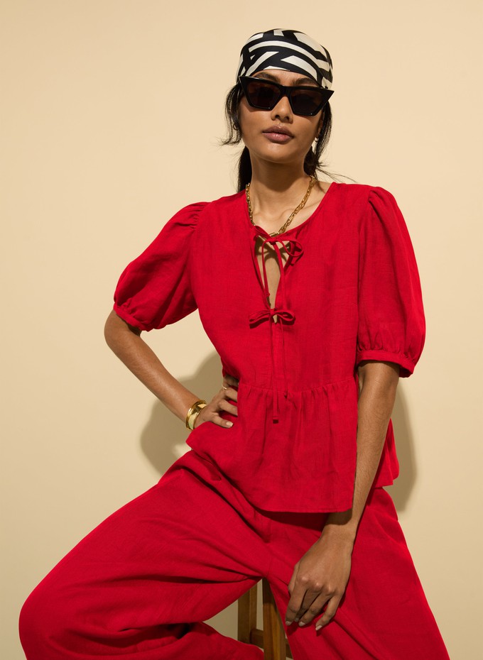 Marylinn Linen Tie Detail Blouse from Baukjen